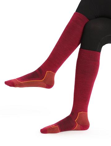 Women's Icebreaker Merino Ski+ Ultralight Over the Calf Socks Cherry / Clove | CA 1506KORI